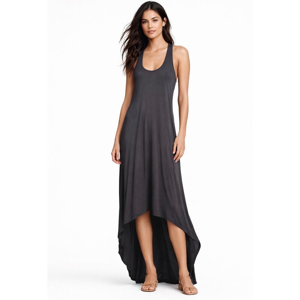 Victorias‎ Secret Tank Maxi Dress S Gray Racerback Scoop Neck Hi Lo Effortless